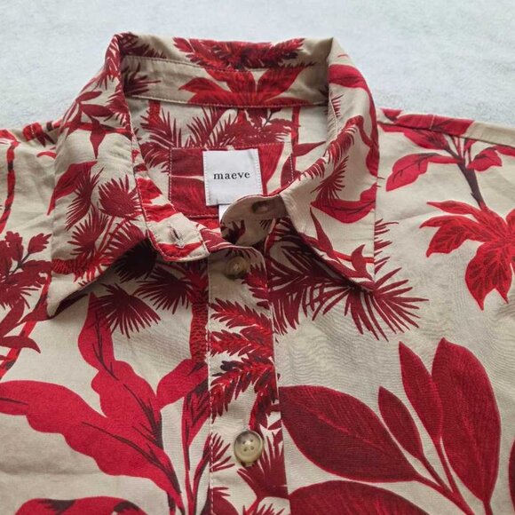 M Maeve x Anthropologie The Bettina tiered shirt dress in Red floral - Picture 5 of 11